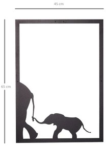 Nástěnná kovová dekorace ELEPHANT FAMILY černá