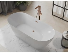 Mexen Roxy, voľne stojaca vaňa 180 x 85 cm, biela, medený matný prepad, 51201808500-65