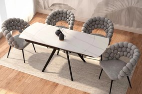 Dekorstudio Rozkladací jedálenský stôl s mramorovou doskou 120-180x80 cm - biely