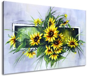 Gario Ručne maľovaný obraz Kytica slnečníc Rozmery: 120 x 80 cm
