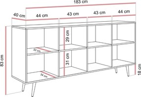 KOMODA ELVIRA 4D DUB DUNIN LED 183 cm