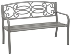 Záhradná lavička HWC-F44, 2-miestna oceľ s práškovým nástrekom - sivá