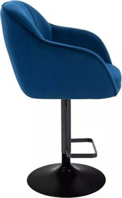 LuxuryForm DESIGN Barová stolička AVOLA VELUR na čiernom tanieri - modrá