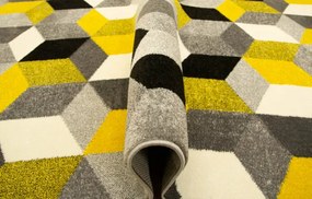 Koberec Sumatra E219 Romby Cubes žltý / sivý / krémový