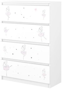 Detská komoda RUŽOVÁ BALETKA - 70x98x40 cm