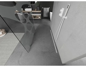 Mexen Kioto, priechodná sprchová zástena 140 x 200 cm, 8mm sklo číre/biely vzor, 2x biela stabilizačná rozpera, 800-140-002-20-97