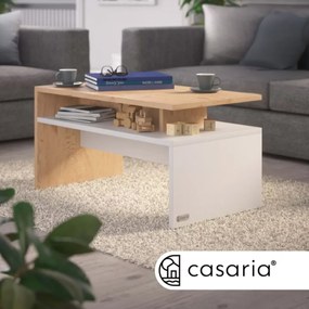 Casaria Konferenčný stolík SACRAMENTO, 95x55x50cm, biela/hnedá