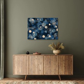 Sklenený obraz - Modro-zlaté krúžky (70x50 cm)