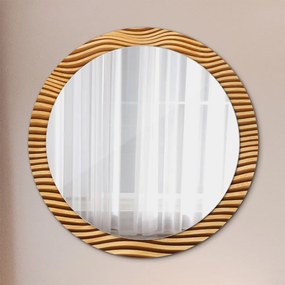 Okrúhle ozdobné zrkadlo Drevená vlna fi 90 cm