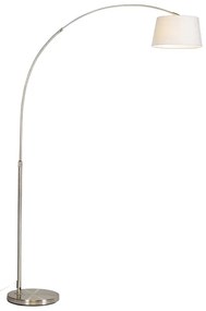 Moderná oceľová oblúková lampa s bielym látkovým tienidlom - Arc Basic