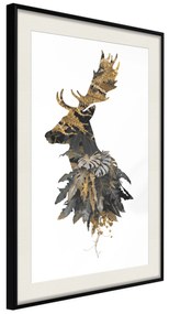 Artgeist Plagát - Forest Deer [Poster] Veľkosť: 30x45, Verzia: Zlatý rám