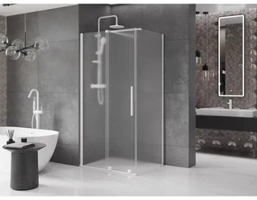 Mexen Velar, sprchový kút s posuvnými dverami 130 x 90 cm, 8mm sklo námraza, biela matná, 871-130-090-31-20