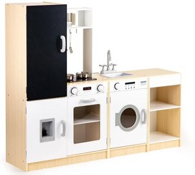 Moderná drevená kuchynka pre deti XXL + tabuľa + LED