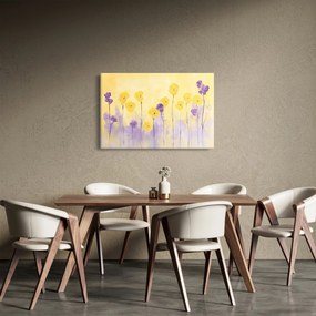 Obraz - Fialové a žlté kvietky (90x60 cm)