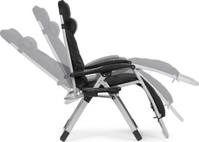 MULTISTORE Záhradné ležadlo s nastaviteľným operadlom - čierne MultiGarden