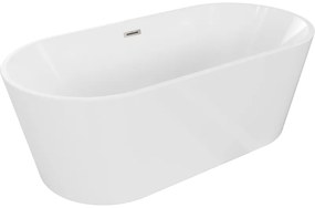 Mexen Luna, voľne stojaca vaňa 180 x 80 cm, biela, brúsená oceľ prepad, 52031808000-97