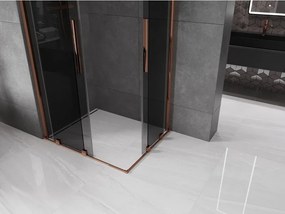 Mexen Velar Duo, sprchový kút s posuvnými dverami 90 x 80 cm, 8mm šedé sklo, ružové zlato, 871-090-080-42-60