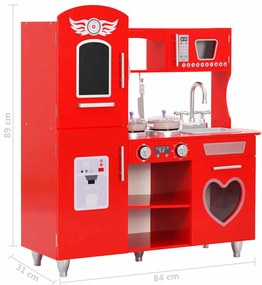 Detská kuchynka, MDF 84x31x89 cm, červená