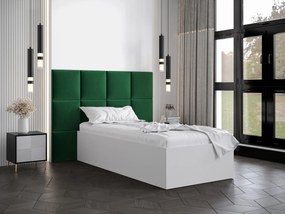 Jednolôžková posteľ s čalúneným čelom 90 cm Brittany 4 (biela matná + zelená) (s roštom). Vlastná spoľahlivá doprava až k Vám domov. 1046026