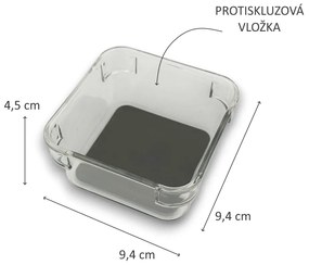 Organizér do zásuvky do kuchyne aj kúpeľne, príborník GREY 9,4 x 9,4 x 5 cm