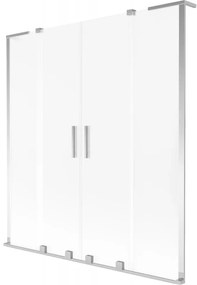 Mexen Velar L Duo, 2-krídlová posuvná vaňová zástena 160 x 150 cm, 8mm sklo námraza, chrómová, 896-160-003-32-01