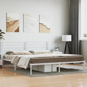 Kovový rám postele s čelom biely 183x213 cm 352373
