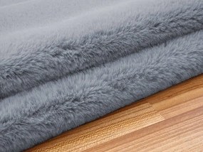 Okrúhly koberec Rabbit sivý – imitácia králičej kožušiny Rozmer: 110 cm
