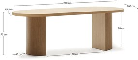 Jedálenský stôl v dekore duba 100x200 cm Nealy – Kave Home