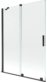 Mexen Velar vaňová zástena dvojkrídlová Posuvný 130 x 150 cm, Priehľadné, Čierny - 896-130-000-01-70