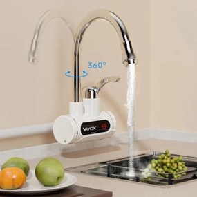 Prietokový ohrievač vody s LED displejom 3000W/230V IPX4 biela