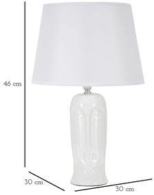 Biela keramická stolová lampa s textilným tienidlom (výška 46 cm) Statua – Mauro Ferretti