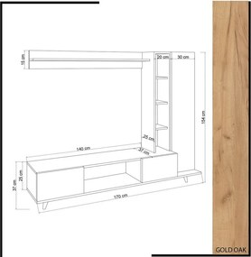 Televízny stolík Rambuty Oak and White