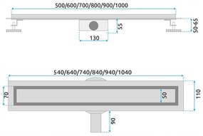 Rea Neox Pro, odtokový sprchový žľab 60 cm, brúsená oceľ, REA-G5807