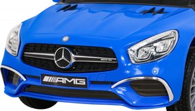 Ramiz Mercedes Benz AMG SL65 S elektrický pre deti Modrá + Diaľkové ovládanie + LED audio + Eco koža + EVA + Pomalý štart