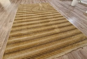Pruhovaný koberec Saloon GOLD – zlatý, nízky vlas, polyester Rozmer: 60x100 cm