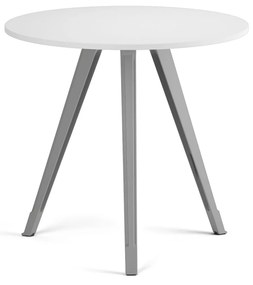 Konferenčný stôl PRIMO ZEN, priemer 80 cm, sivostrieborná podnož, biela