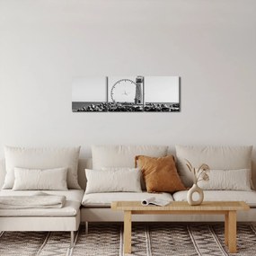 Obraz - Maják na pobreží, Santa Cruz, Kalifornia (s hodinami) (90x30 cm)