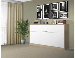 Nabytekmorava Sklápacia posteľ VS1056, 200x90cm farba lamina: agát/biele dvere, Varianta dverí: lesklé