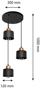 Luster na lanku EDISON 3xE27/15W/230V