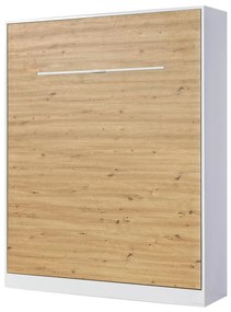 Sklápacia posteľ 160 Perfecto I (biela + dub + biela) (vertikálna) (bez osvetlenia). Akcia -20%. Vlastná spoľahlivá doprava až k Vám domov. 1128895