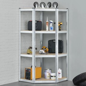 InternetovaZahrada Rohový regál - 160x75x40-75 cm - strieborný