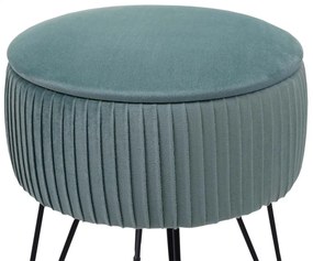 Taburetka s úložným priestorom K47- zamat, v45 x Ø35 cm - Zelená / čierna