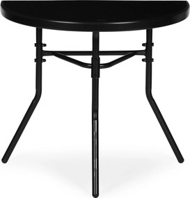 MultiGarden Polkruhový sklenený stolík na balkón a terasu - čierny MultiGarden