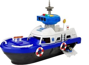LEAN Toys Prepravná policajná loď s autíčkami, so zvukom a svetlami