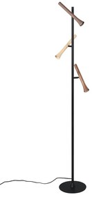 Čierna LED stojacia lampa s kovovým tienidlom (výška 150 cm) Fiato – Trio