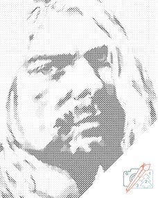 Gario Bodkovanie Kurt Cobain Rozmery: 30 x 40 cm, Rámovanie: S vnútorným rámom, Farba bodiek: Čierna