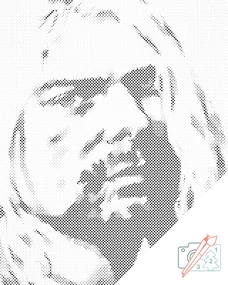 Gario Bodkovanie Kurt Cobain Rozmery: 30 x 40 cm, Rámovanie: S vnútorným rámom, Farba bodiek: Modrá