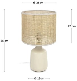 Krémová/v prírodnej farbe keramická stolová lampa (výška 46 cm) Erna – Kave Home