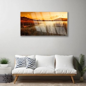 Skleneny obraz Jazero príroda západ 120x60 cm