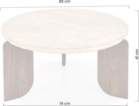 Okrúhly konferenčný stolík Manios 80 cm - travertín / orech